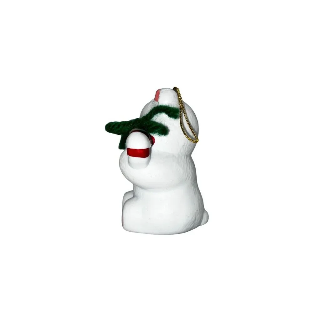 Vintage Lil Chimers Christmas Ornament Jasco Bisque Porcelain Polar Bear‎ Bell
